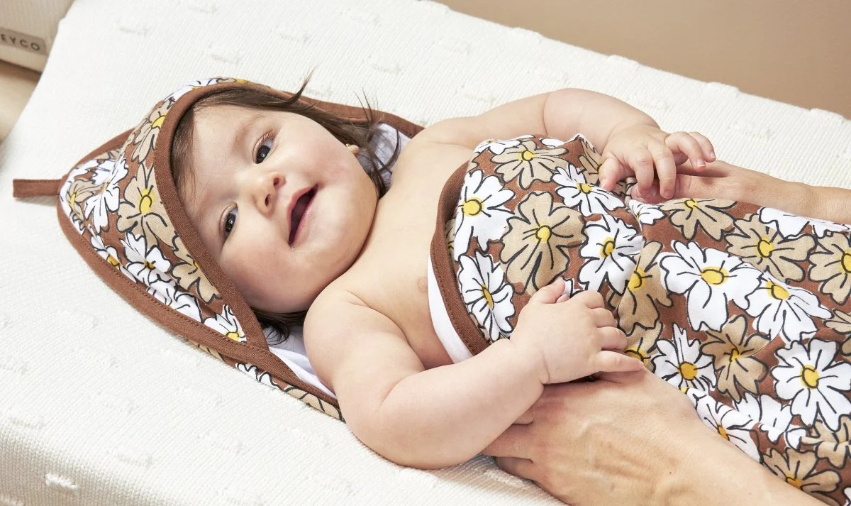 Meyco Badcape Baby 90X90cm Vintage Flower Taupe - Image 3