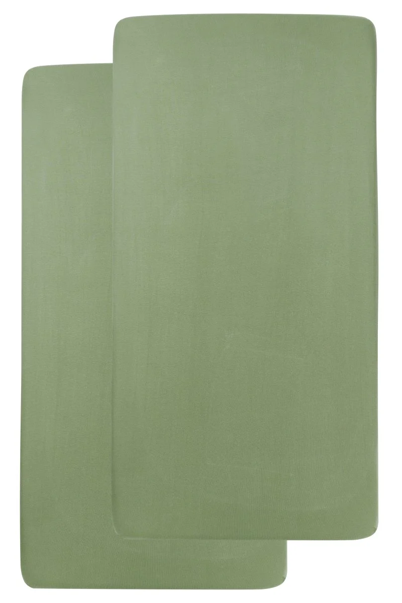Meyco Hoeslaken Ledikant 2St Olive Green 60X120cm - Image 2
