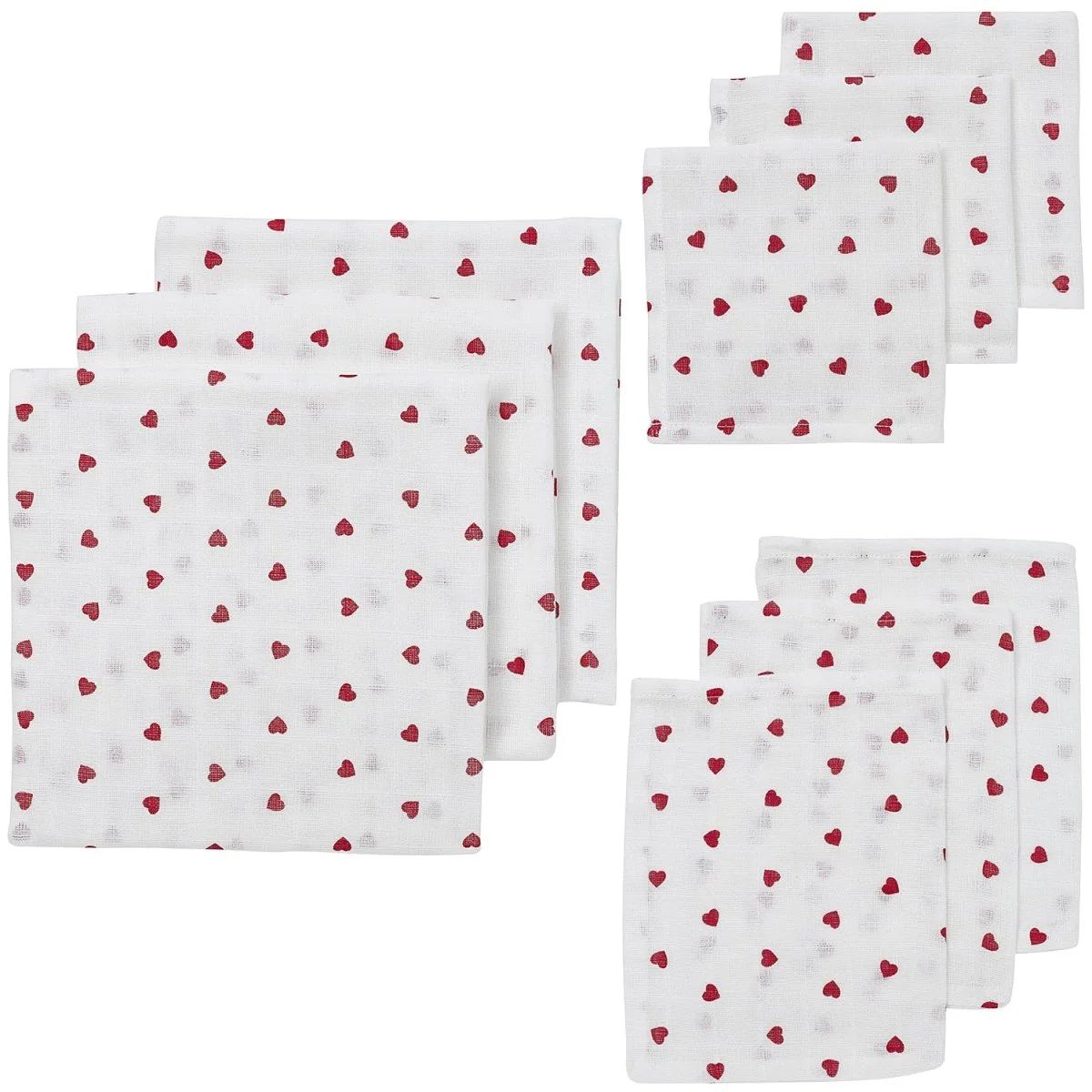 Meyco Hydrofiele Doek Sweet Heart Red 9St