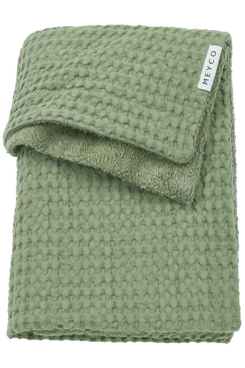 Meyco Wiegdeken Wafel Teddy Olive Green 75X100cm