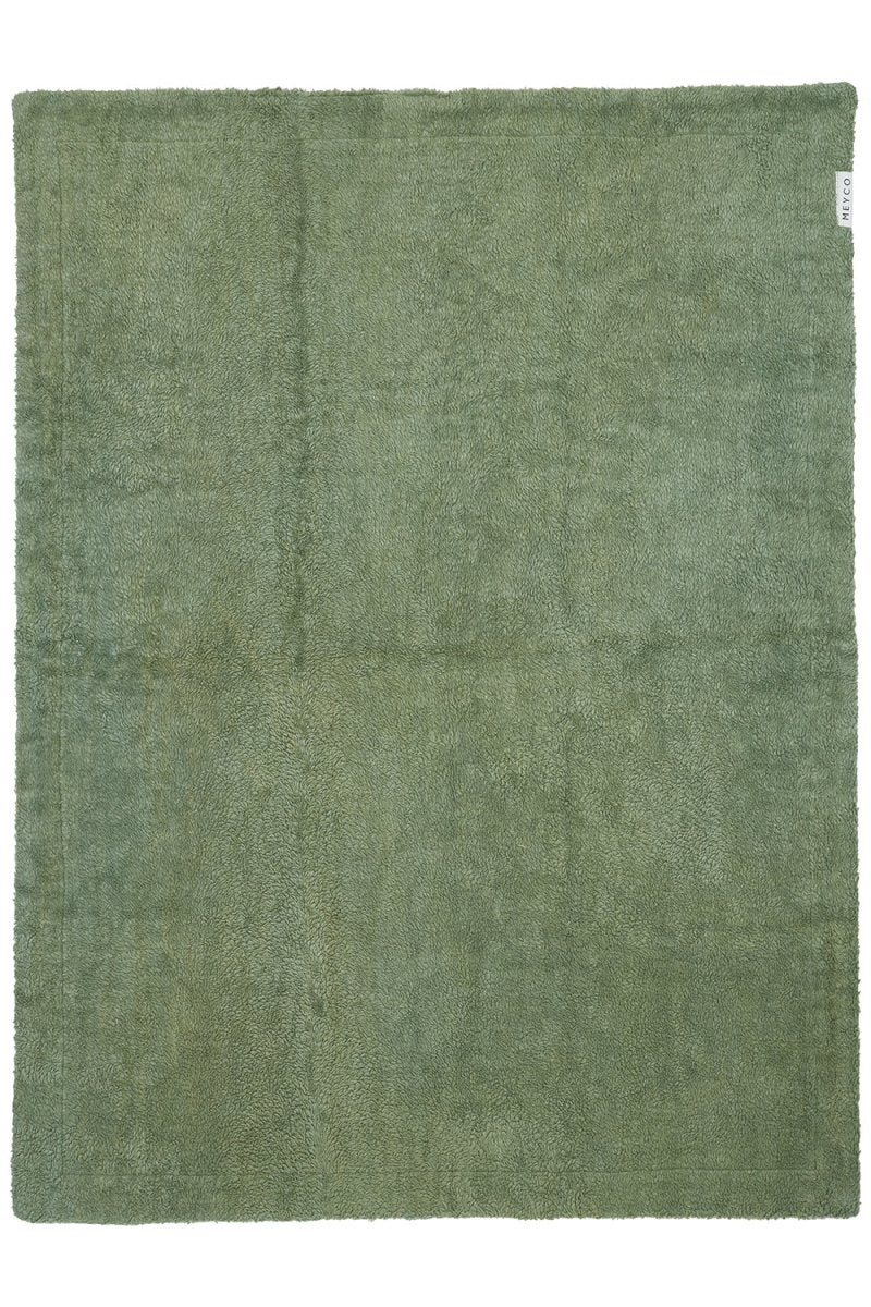 Meyco Wiegdeken Wafel Teddy Olive Green 75X100cm - Image 3
