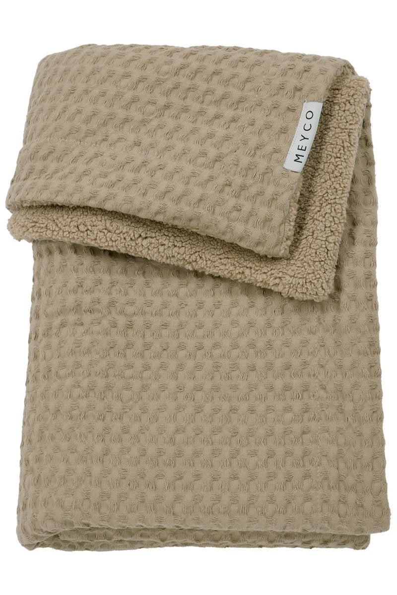 Meyco Wiegdeken Wafel Teddy Taupe 75X100cm