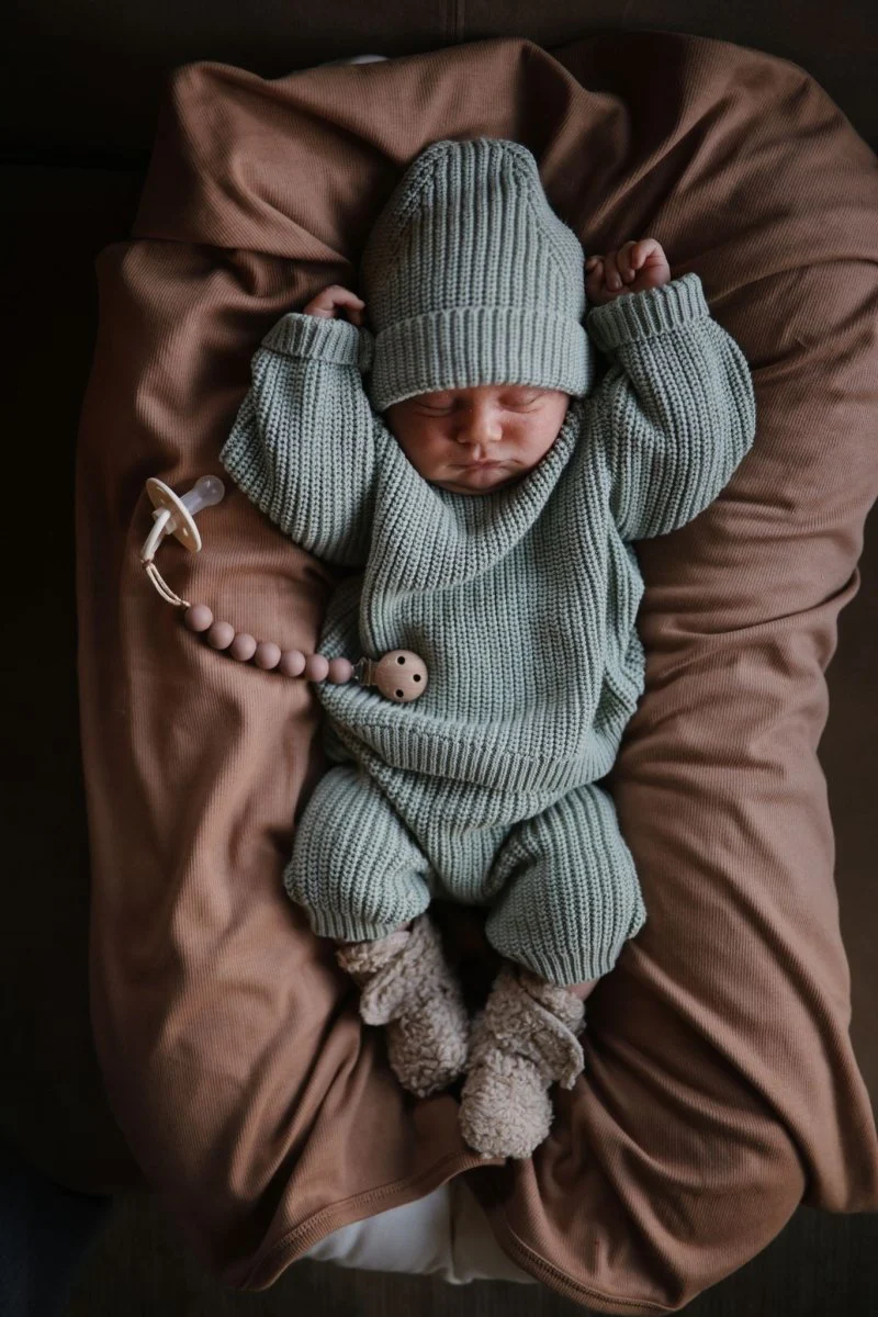 Mushie Baby Broekje Chunky Knit Light Mint - Image 2