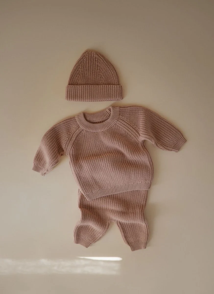 Mushie Baby Sweater Chunky Knit Blush - Image 3