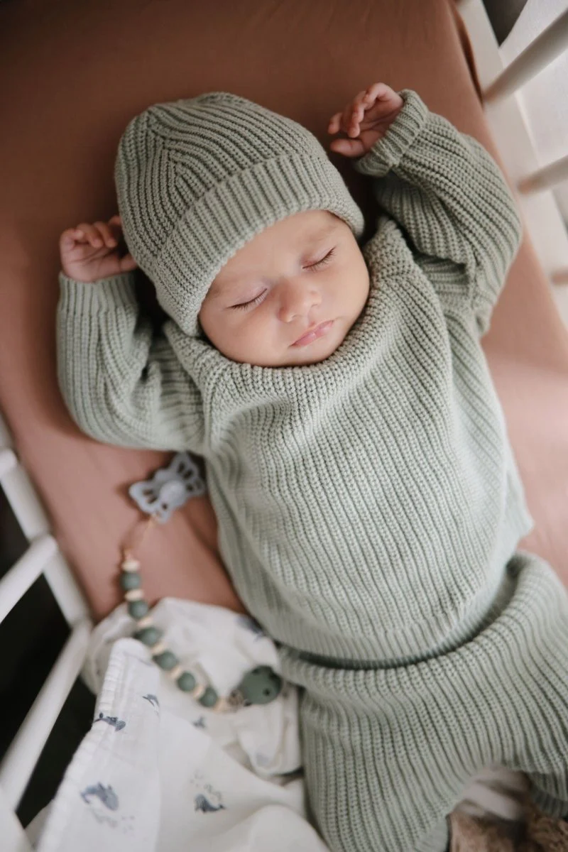 Mushie Baby Sweater Chunky Knit Light Mint - Image 4