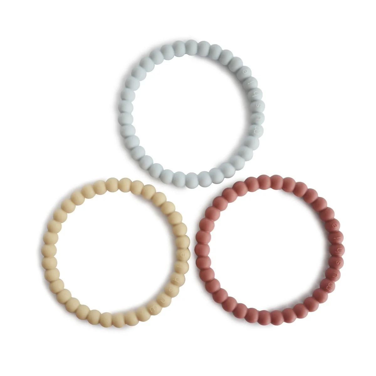 Mushie Bijtring Armband Siliconen Mellow/Terracotta/Periw 3st
