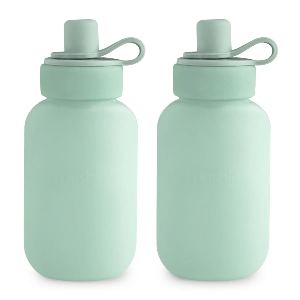 Mushie Drinkfles Silicone Puree Pouch Cambridge Blue 2 Pack