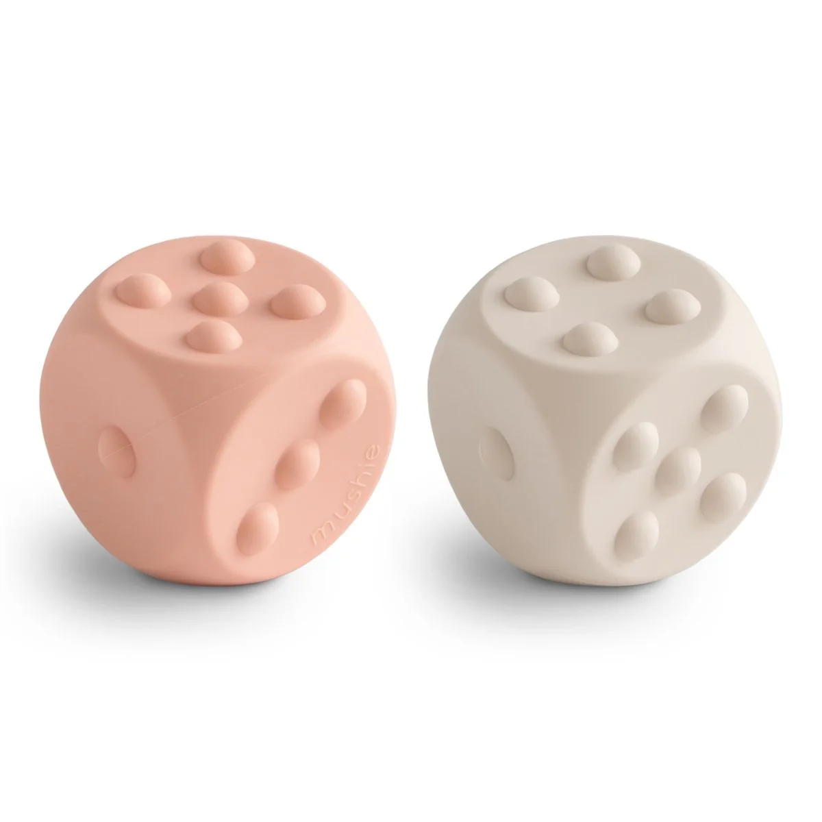 Mushie Educatief Speelgoed Dobbelstenen Blush/Shifting Sands 2st