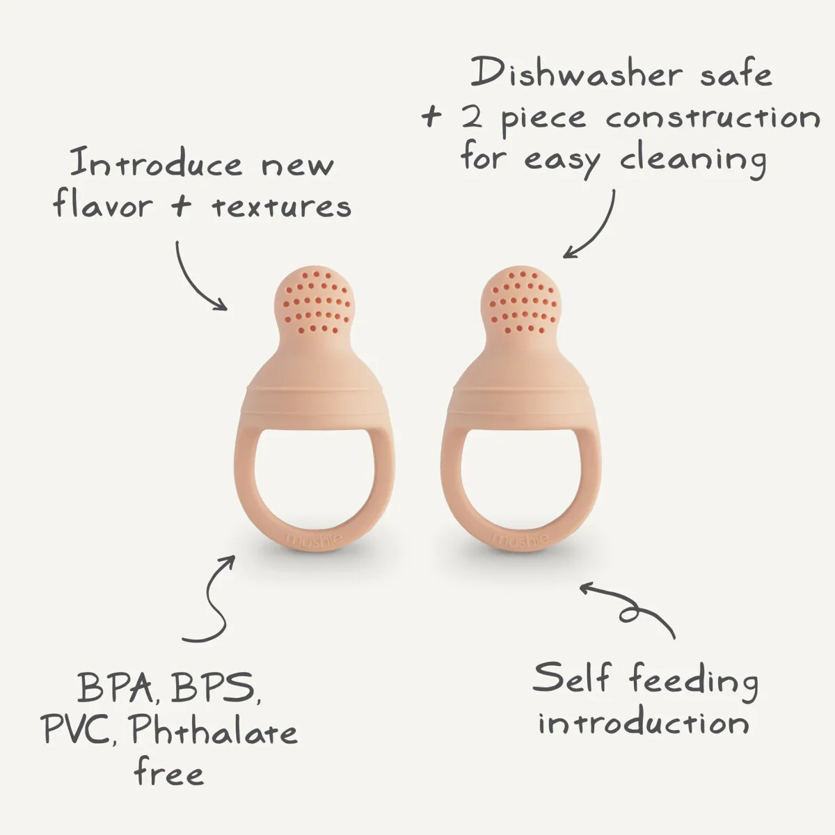 Mushie Fopspeen Fresh Food Feeder Blush Silicone 2St - Image 7