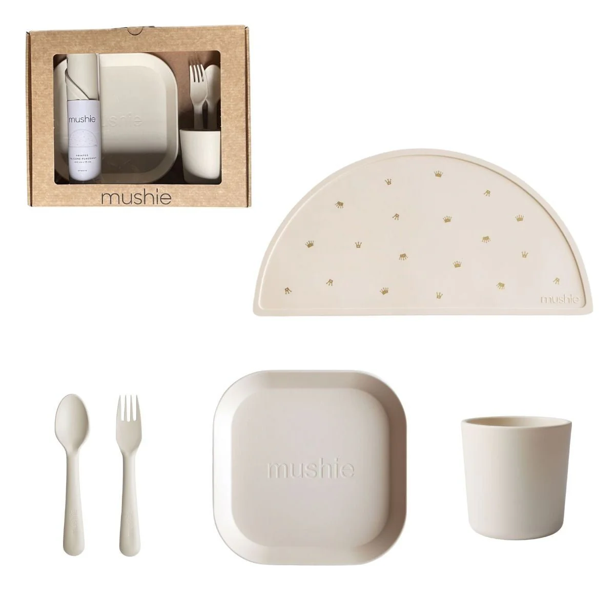 Mushie Giftbox Kinderservies Set Vierkant Ivory - Image 2