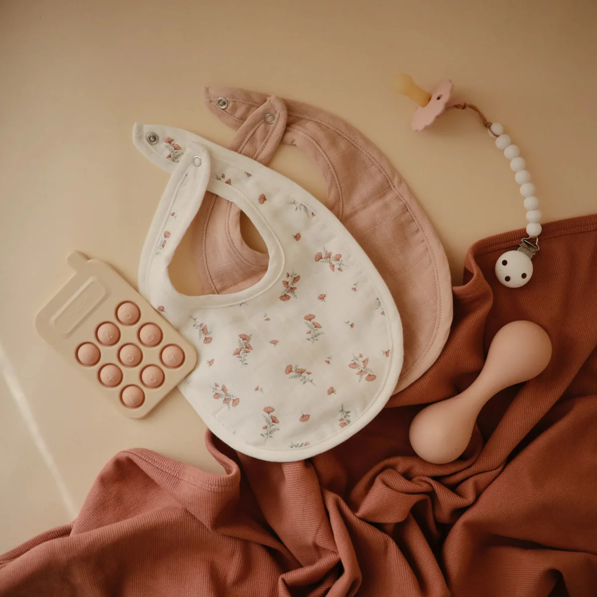 Mushie Slabbetje Blush/Pink Floral 2St - Image 3