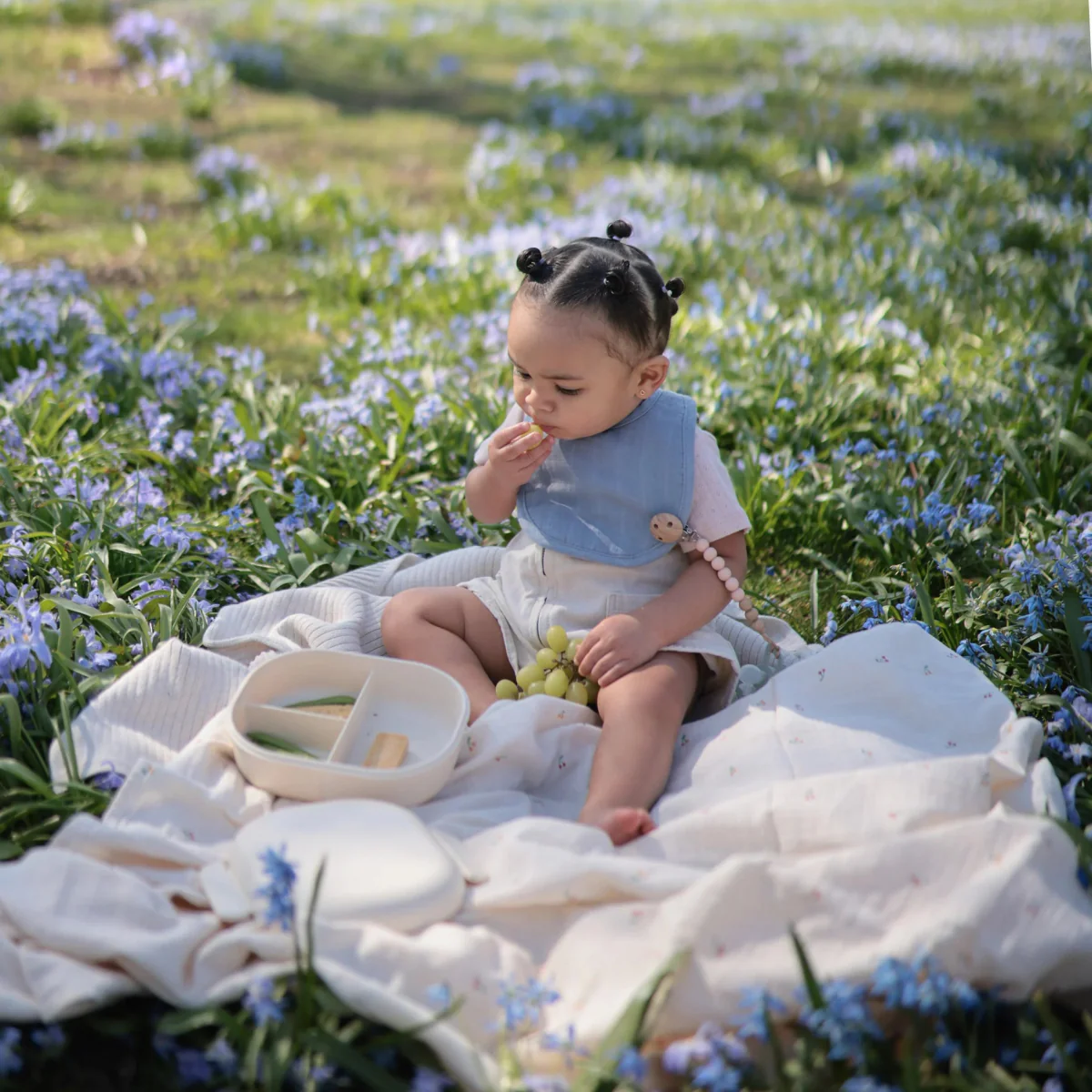 Mushie Slabbetje Tradewinds/ Baby Blue 2St - Image 3