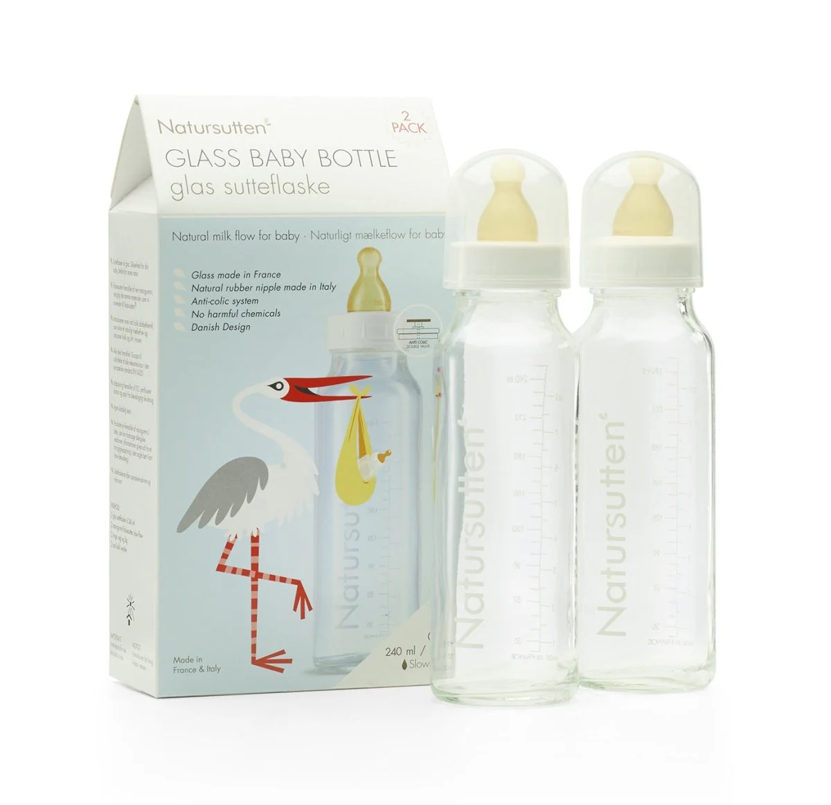 Natursutten Babyfles Glas Set 240Ml 2 delig