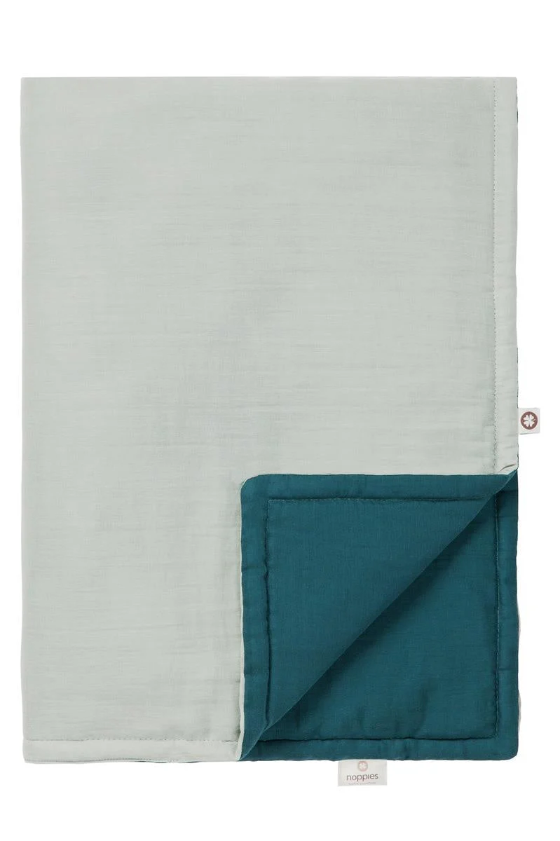 Noppies Wiegdeken Gevuld Mousseline Omkeerbaar Puritan Gray 75x100cm - Image 2