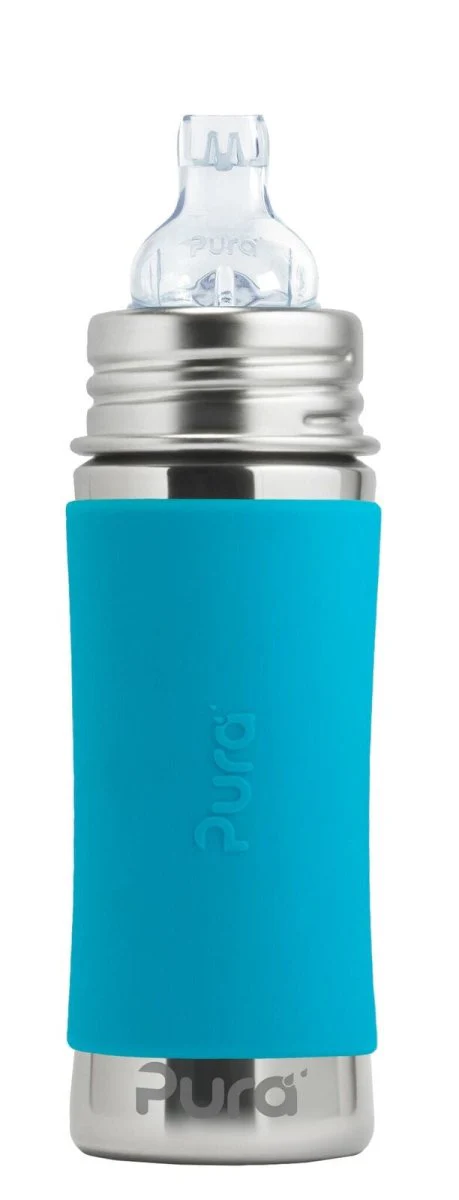 Pura Babyfles Tuitspeen 325Ml Set Blauw 4 delig