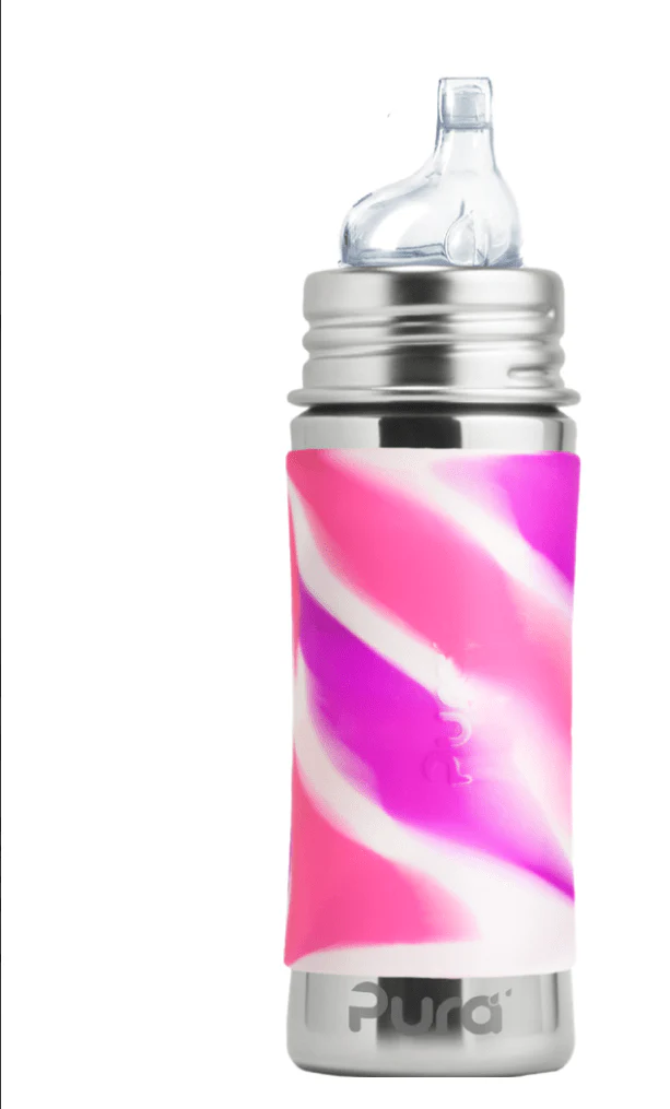 Pura Babyfles Tuitspeen 325Ml Set Pink Swirl 4 delig