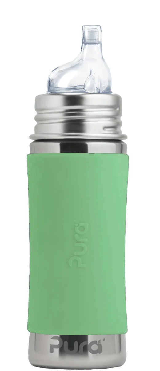 Pura Drinkfles Rvs 325 Ml + Silicone Tuitspeen + Silicone Reisdop + Moss Sleeve