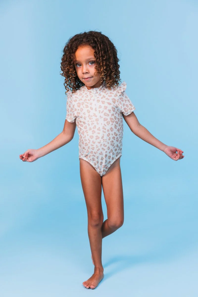 Swim Essentials Uv Zwempak Beige Leopard Rashguard Ruffle - Image 5