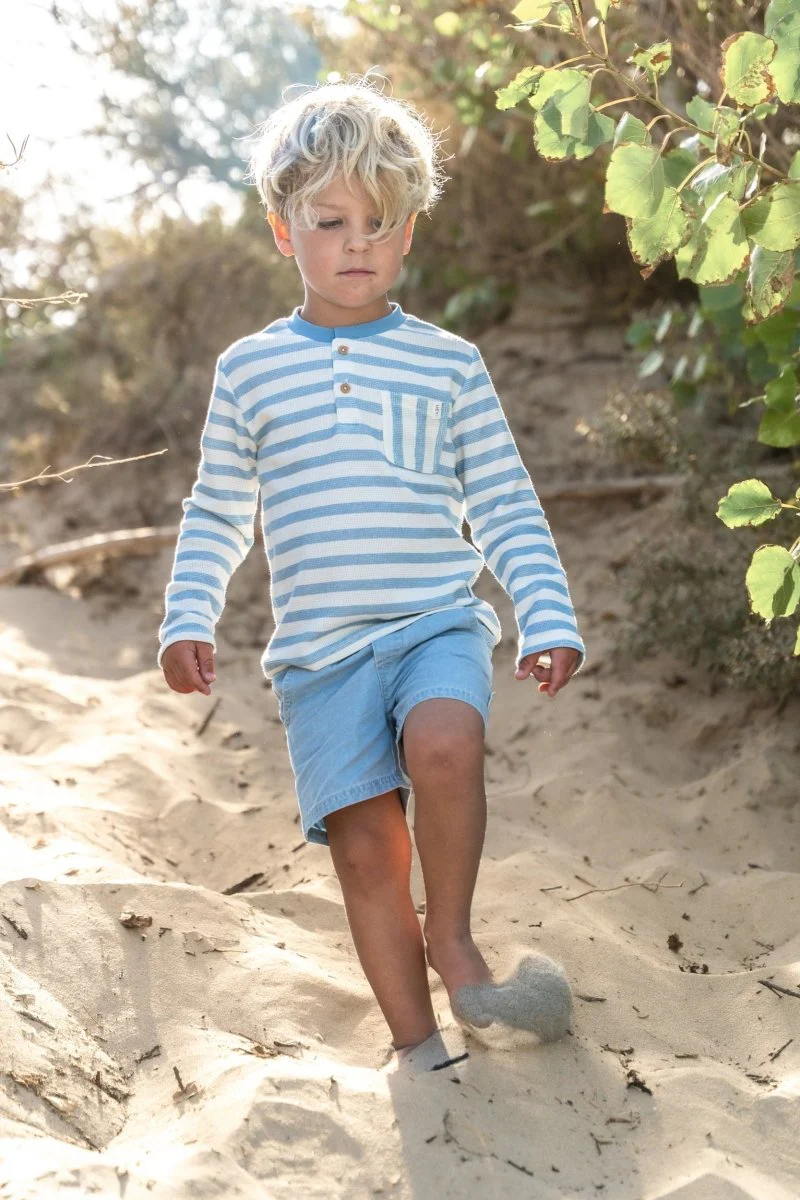 T-shirt lange mouw Steel Blue stripe - Image 5
