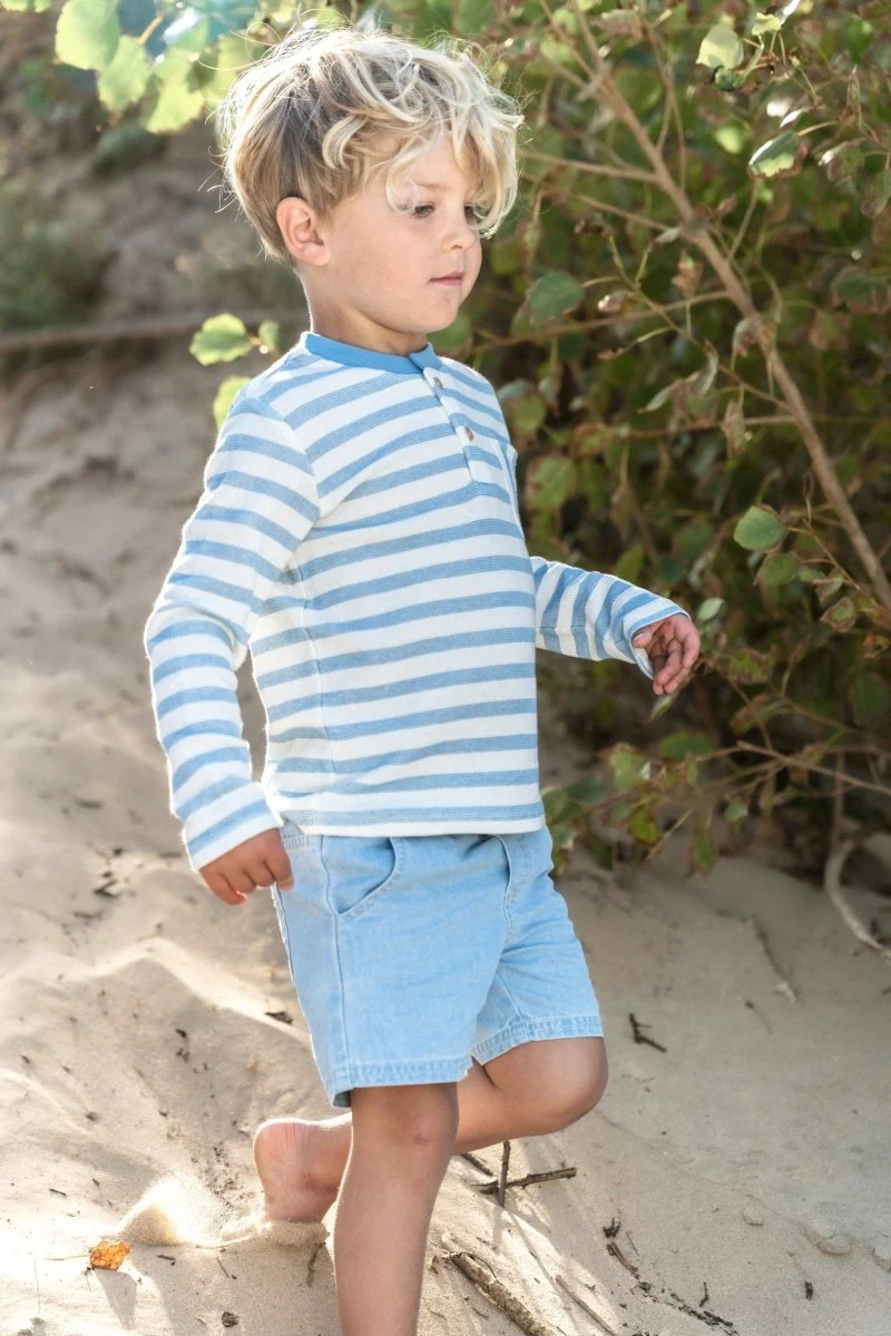 T-shirt lange mouw Steel Blue stripe - Image 6