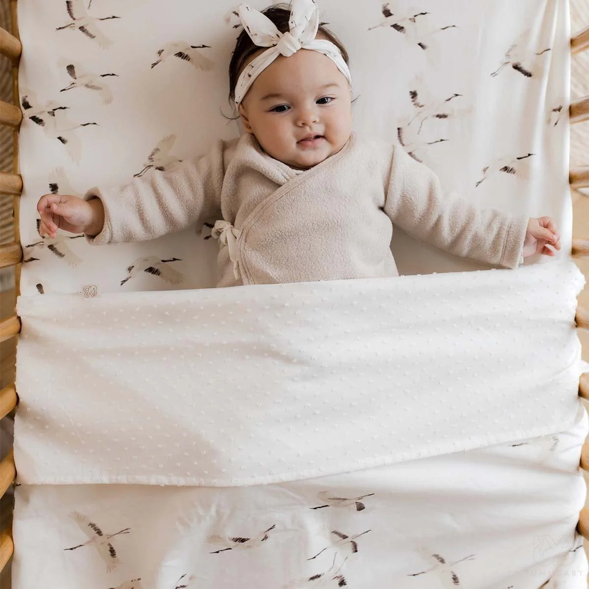 Yumi Baby Ledikantlaken Cranebirds 100x150cm - Image 2