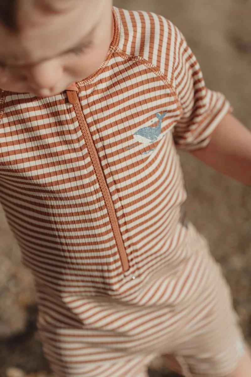 Zwempak korte mouwen Ocean Brown Stripes - Image 5